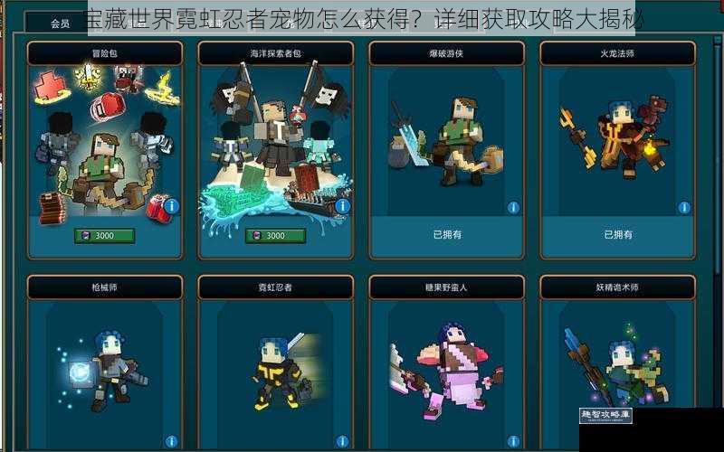 宝藏世界霓虹忍者宠物怎么获得?详细获取攻略大揭秘