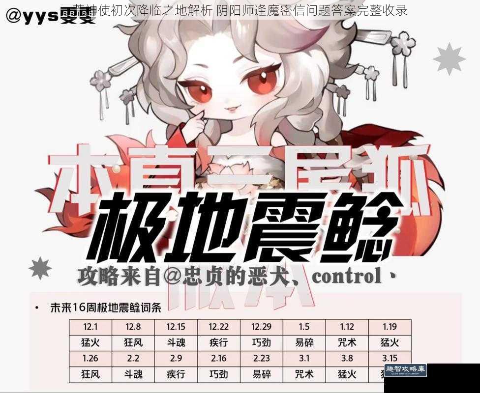 荒神使初次降临之地解析 阴阳师逢魔密信问题答案完整收录