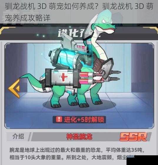 驯龙战机 3D 萌宠如何养成？驯龙战机 3D 萌宠养成攻略详