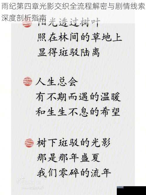 雨纪第四章光影交织全流程解密与剧情线索深度剖析指南