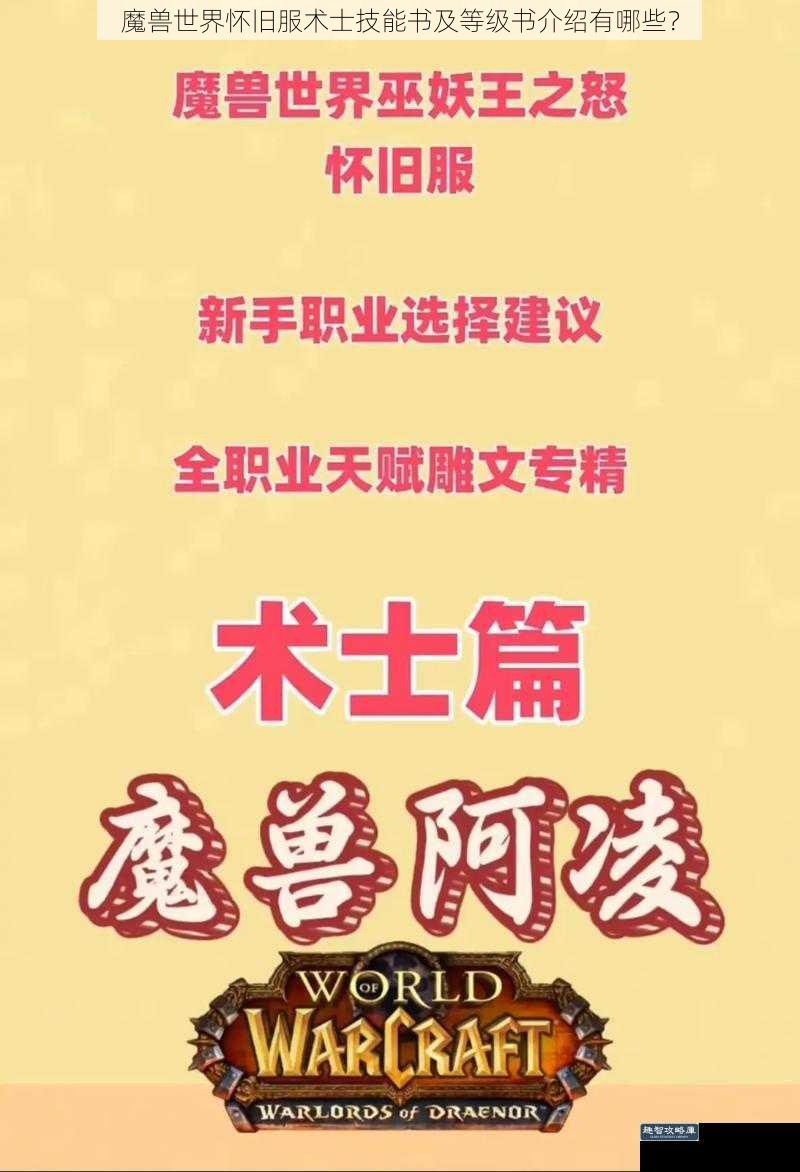 魔兽世界怀旧服术士技能书及等级书介绍有哪些？