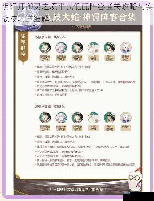 阴阳师御灵之境平民低配阵容通关攻略与实战技巧详细解析