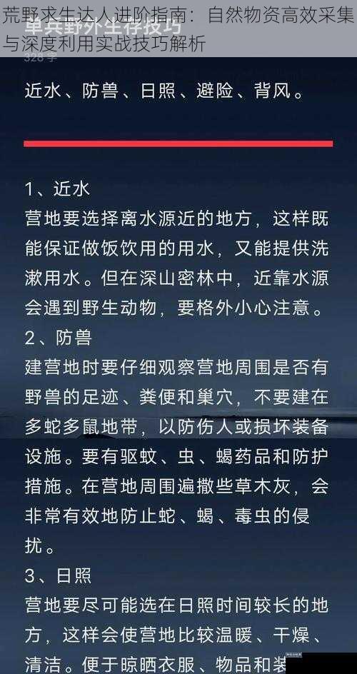 荒野求生达人进阶指南：自然物资高效采集与深度利用实战技巧解析