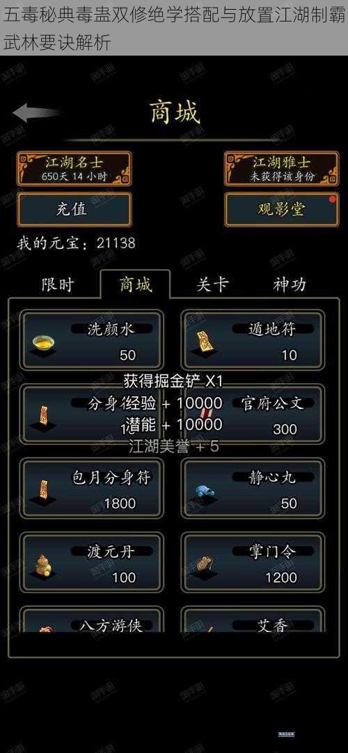 五毒秘典毒蛊双修绝学搭配与放置江湖制霸武林要诀解析