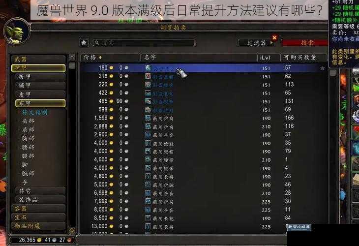 魔兽世界 9.0 版本满级后日常提升方法建议有哪些？